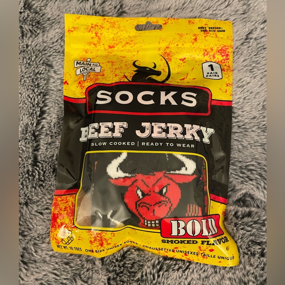 Black & Red Beef Jerky Novelty Socks